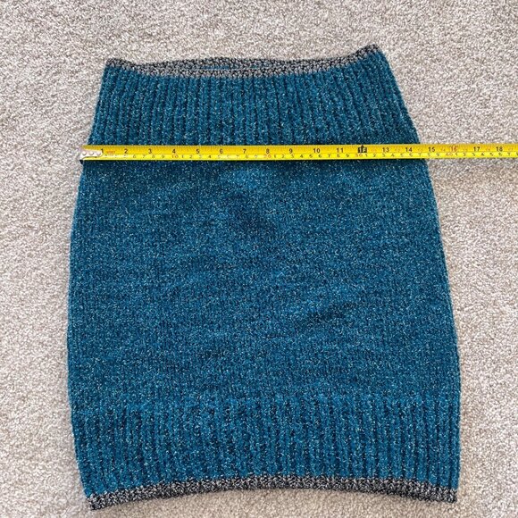 Y2K Glitter Knit Teal Aqua Blue and Silver Fitted Tube Top / Mini Skirt One Size - Picture 7 of 7